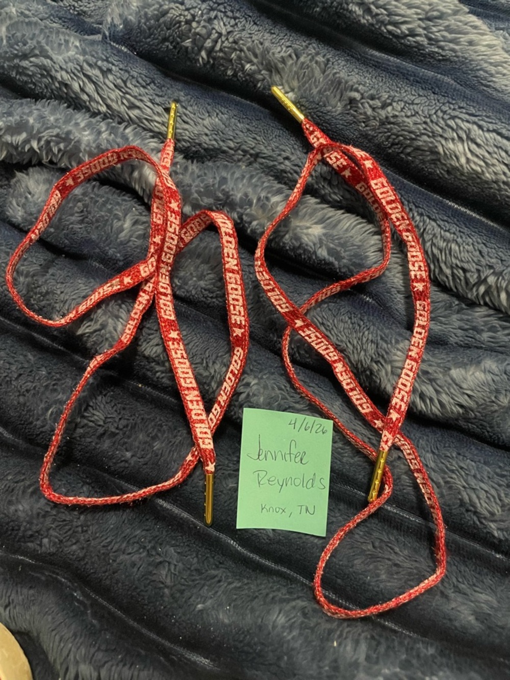Red glitter logo Golden goose laces(laces only)